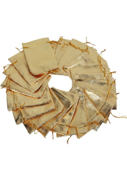 100 Adet Altın Folyo Organze Çanta Hediyelik Çantalar Düğün Favor Kese Hediye Paketleme Poşetleri Ipli Kese 7X9CM (Yurt Dışından)