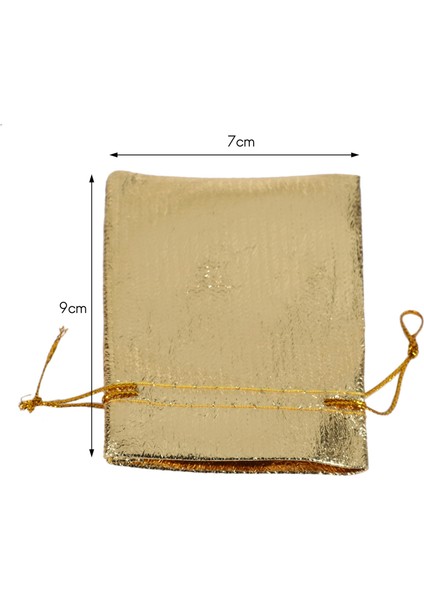 100 Adet Altın Folyo Organze Çanta Hediyelik Çantalar Düğün Favor Kese Hediye Paketleme Poşetleri Ipli Kese 7X9CM (Yurt Dışından)
