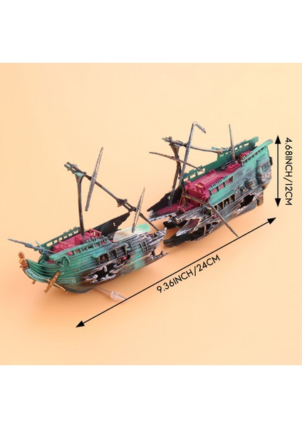 Akvaryum Dekorasyon Tekne Plastik Akvaryum Hava Bölünmüş Batık Balık Tankı Dekor C (Yurt Dışından)