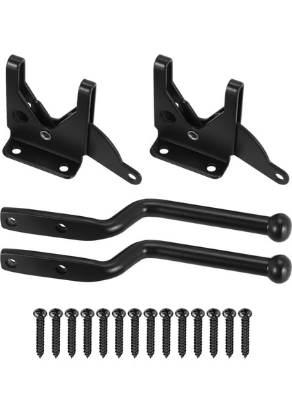 2 Adet Kapı Mandalı Otomatik Yerçekimi Kolu Çit Kapısı Ahşap Çit Kapısı Kapı Sürgüleri Çelik Siyah (Yurt Dışından)