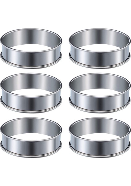 6 Adet Muffin Tart Halkaları Çift Haddelenmiş Tart Halkası Paslanmaz Çelik Muffin Halkaları Metal Yuvarlak Halka Gıda Yapımı Için Kalıp (Yurt Dışından)
