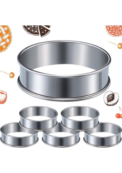 6 Adet Muffin Tart Halkaları Çift Haddelenmiş Tart Halkası Paslanmaz Çelik Muffin Halkaları Metal Yuvarlak Halka Gıda Yapımı Için Kalıp (Yurt Dışından)