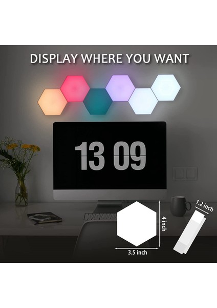 Rgb LED Lamba Altıgen Işık Dokunmatik Sensör Rgbw LED Duvar Lambası LED Işık Renkli Modüler Gece Lambası (Yurt Dışından)