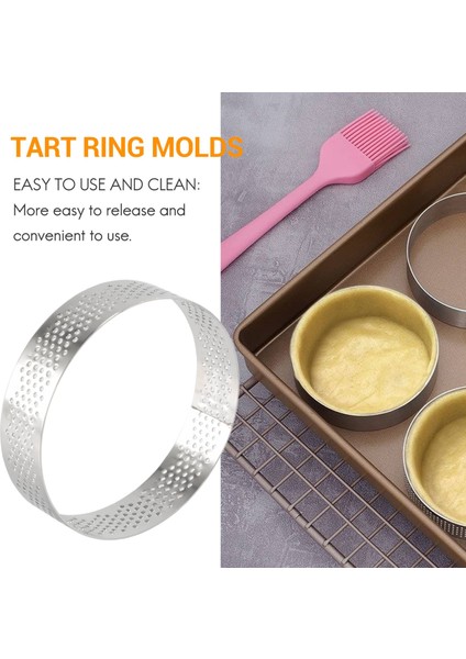 10 Adet Dairesel Paslanmaz Çelik Tart Yüzük Kule Pasta Kek Kalıbı Pişirme Delikli Kek Mousse Yüzük, 8 cm (Yurt Dışından) modelleri
