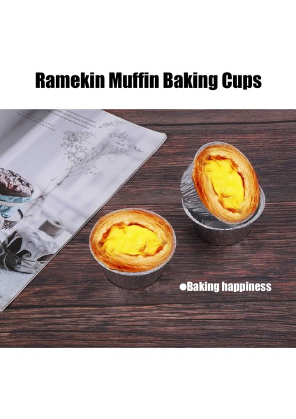150 Adet Alüminyum Folyo Cupcake Bardaklar Ramekin Muffin Pişirme Kapları, Tek Kullanımlık Muffin Kalıpları, Ramekin Tutucu Bardaklar, Alüminyum Cupcake Pişirme, Puding Pişirme Kapları (Yurt Dışından)