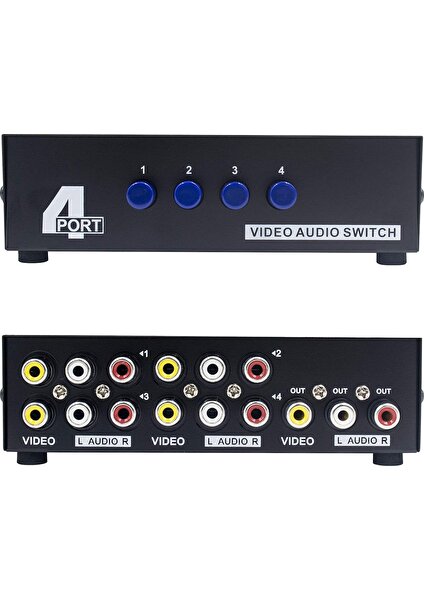 Port Av Anahtarı Rca Switcher 4'ü 1 Arada Kompozit Video L/r DVD Stb Oyun Konsolları Için Ses Seçici Kutusu (Yurt Dışından)