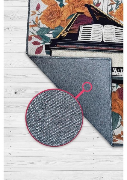 Art Deco Piyano Halısı,Piyano Önü Halısı Çiçekli Müzik Halısı,Çocuklara Piyanoyu Sevdiren Halı,Sanat Halısı modelleri