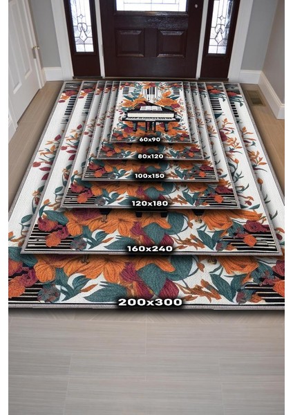 Art Deco Piyano Halısı,Piyano Önü Halısı Çiçekli Müzik Halısı,Çocuklara Piyanoyu Sevdiren Halı,Sanat Halısı indirimleri