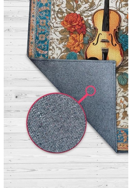Art Deco Keman Halısı,Çiçekli Müzik Halısı,Moden Yorumlu Vintage Salon Halısı,Müzik Sınıfı Dekor Halısı modelleri