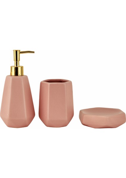 Ruby 3'lü Banyo Aksesuarları Seti Pembe