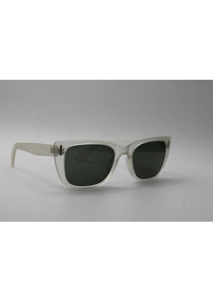HEH67G UV400 Filtre Korumalı Şeffaf Mat Kemik Çerçeve Yeşil Degrade Cam Gun Aksesuarlı Unısex Güneş Gözlüğü