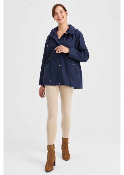 Kadın Kapüşonlu Kısa Trençkot Lacivert fiyatları