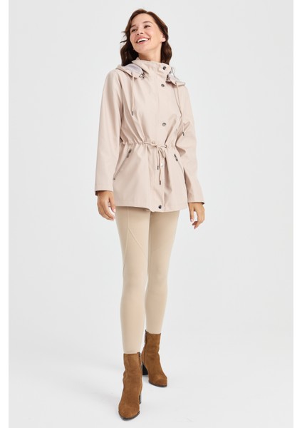 Kadın Kapüşonlu Kısa Trençkot Bej fiyatları