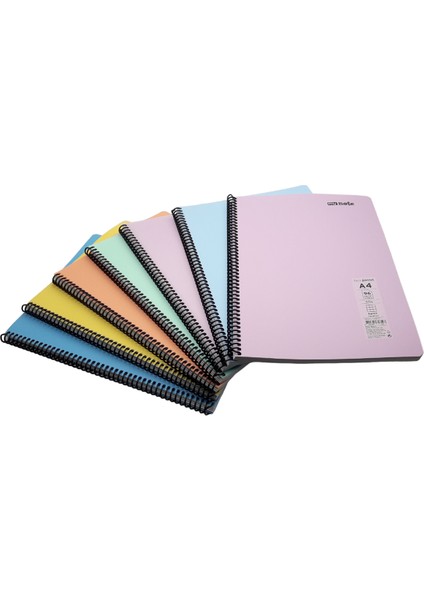 My Note A4 96 Yaprak(2 Kareli + 2 Çizgili ) Spiralli Defter Flex Pastel (4 Adet)