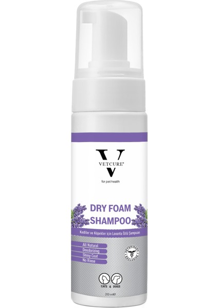Dry Foam Kedi ve Köpekler Için Lavanta Kokulu Kuru Şampuan 200 ml