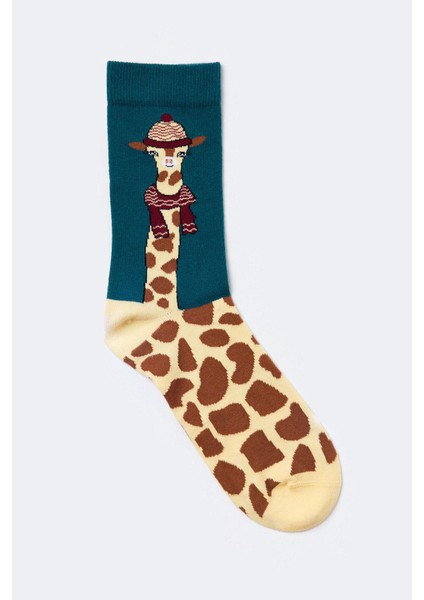 Giraffe Art Soket Çorap Desenli