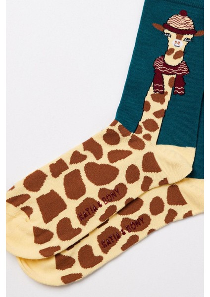 Giraffe Art Soket Çorap Desenli