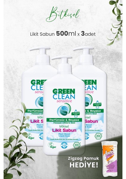 Organik Kokusuz Likit Sensitive Sabun 500 Ml X 3 Adet
