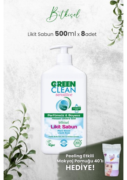 Organik Kokusuz Likit Sensitive Sabun 500 Ml X 8 Adet