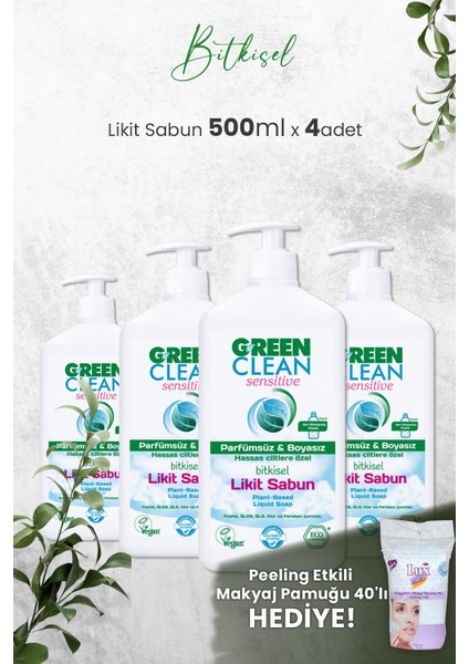 Organik Kokusuz Likit Sensitive Sabun 500 Ml X 4 Adet