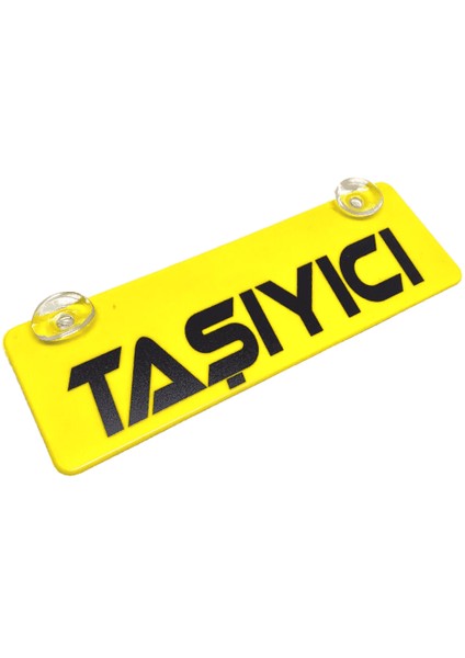 Taşıyıcı Yazılı Sarı Dekor Plaka Vantuzlu Cam Süsü