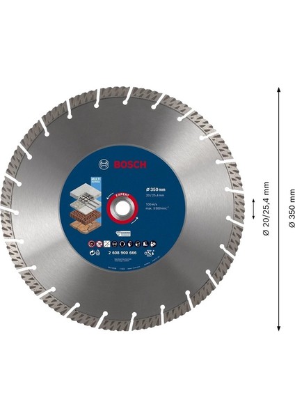Expert Multimaterial Yapı Malzemeleri Için Elmas Testere 350 mm fiyatları