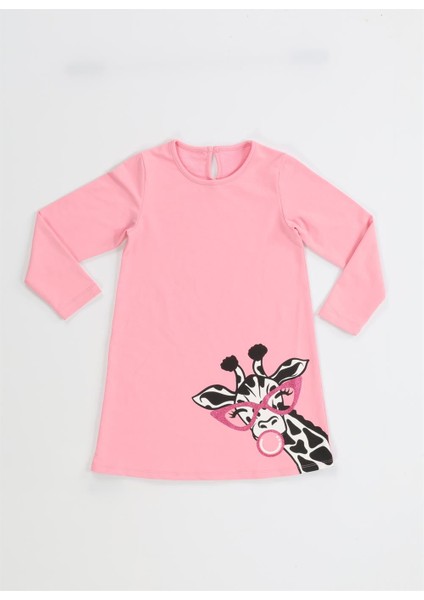 Muzip Zürafa Kız Çocuk Pembe Elbise fırsatları