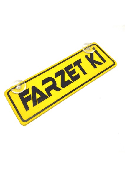 Farzet Ki Yazılı Sarı Dekor Plaka Vantuzlu Cam Süsü