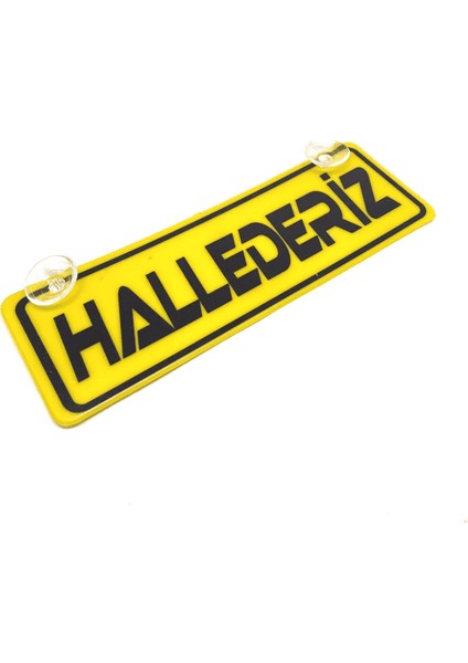 Hallederiz Yazılı Sarı Dekor Plaka Vantuzlu Cam Süsü