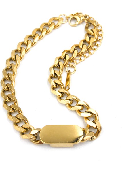 Vintage Taşlı Model Isim Yazılabilen 14 Ayar Altın Kaplama 18 cm Çelik Bileklik 2 Yıl Garantili fiyatları