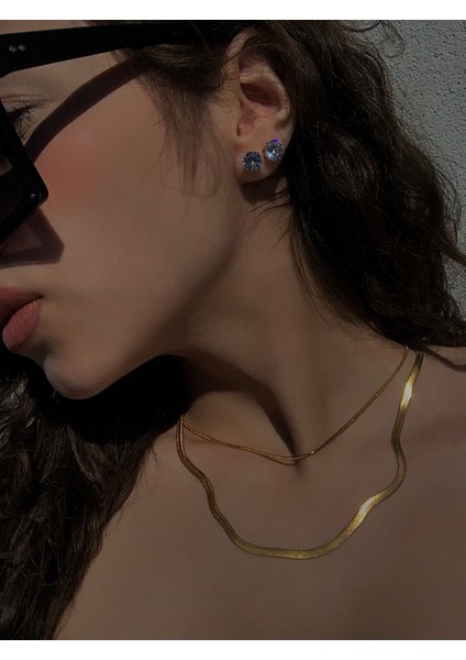 Yeni 2'li Set Snake ve Italyan Ezmesi Model 14 Ayar Altın Kaplama Zincir Kolye 2 Yıl Garantili