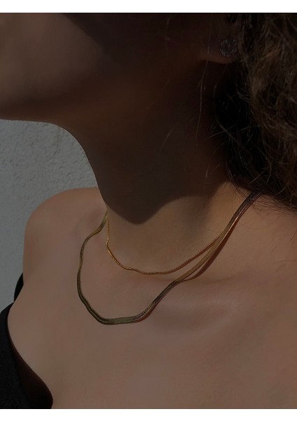 Yeni 2'li Set Snake ve Italyan Ezmesi Model 14 Ayar Altın Kaplama Zincir Kolye 2 Yıl Garantili fiyatları