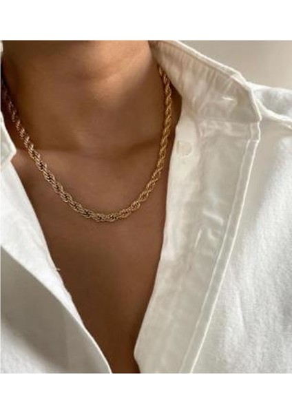 Kadın Için Kalın Burgu Zincir Kolye Gold Çelik Üzeri Altın Kaplama Garanti Belgeli fiyatları