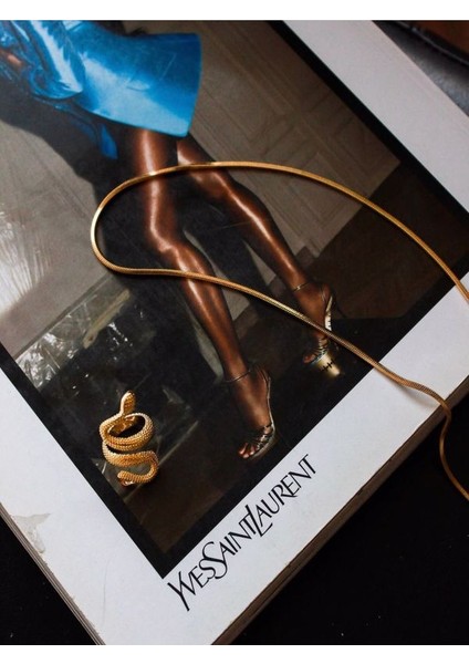 Kalın Snake Italyan Ezme Zincir Kolye Gold Çelik Üzeri Altın Kaplama Garanti Belgeli