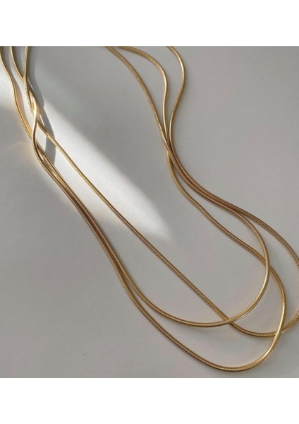 Ince Snake Zincir 60 cm Gold Çelik Üzeri Altın Kaplama Kolye Garanti Belgeli fiyatları