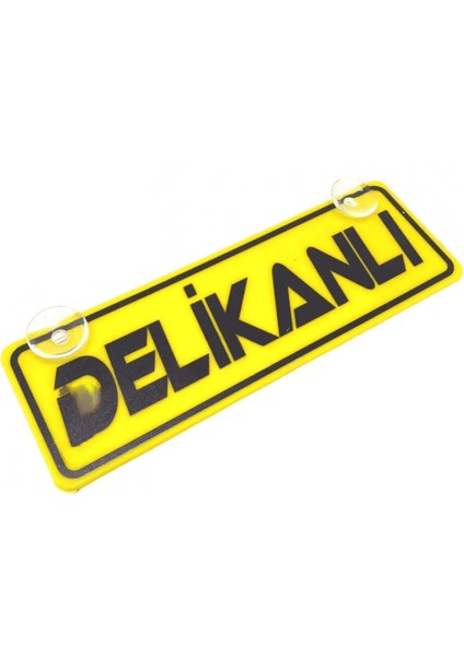Delikanlı Yazılı Sarı Dekor Plaka Vantuzlu Cam Süsü