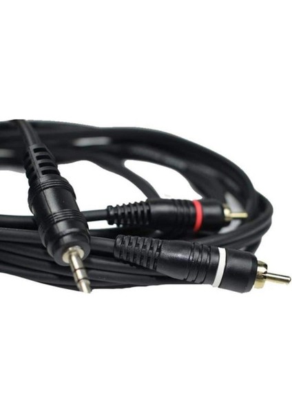 3.5mm Stereo To 2rca Aux Ses Kulaklık Çevirici Kablosu (1.8 Metre)