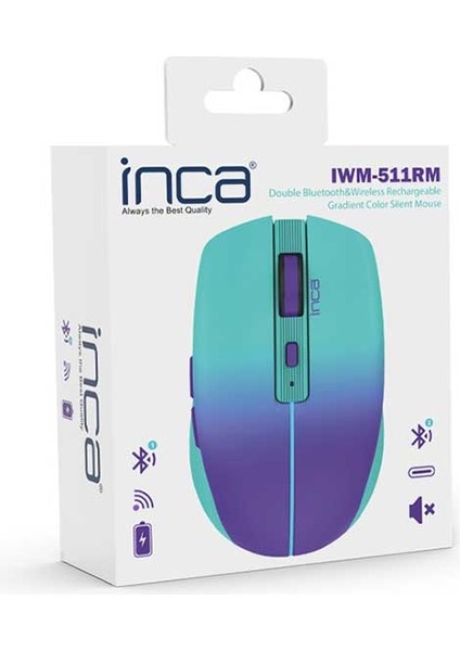 IWM-511RM Dual Mod Bluetooth+Wireless Rechargeable Gradient Color Silent Mouse