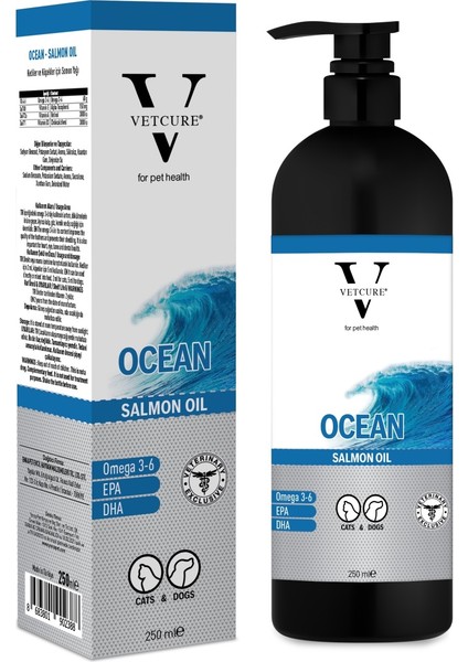 Ocean Salmon Oil Kedi ve Köpekler Için Somon Yağı Desteği 250 ml