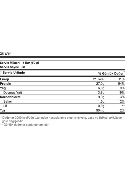 %50 Protein Bar 50 gr 20 Adet