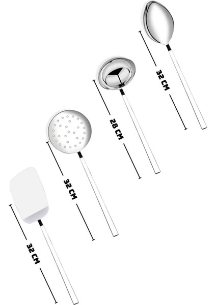4 Parça Lüx Kepçe, Kevgir, Spatula, Kaşık Takımı fiyatları