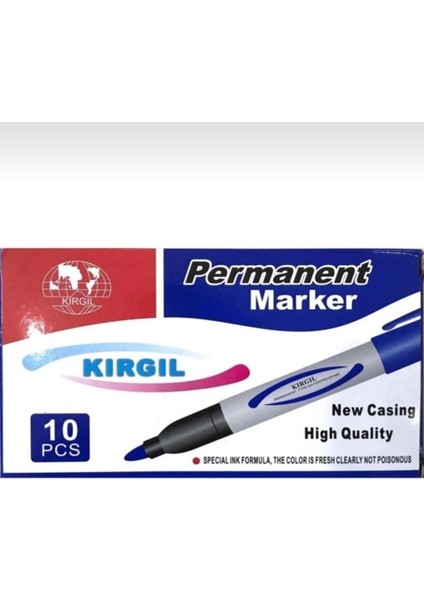 Lacivert Mavi Marker Kalem Keçeli Kalem Koli Kalemi Tahta Kalemi 10 Adet Kırgıl-Lacivert