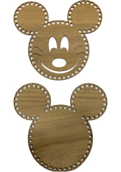 Ahşap Mickey Mouse Sepet Tabanı Açık Meşe (1 Çift ) 23X20 cm
