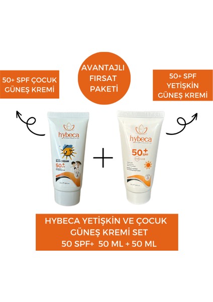 Çocuk ve Yetişkin Güneş Kremi Set 50 ml + 50 ml