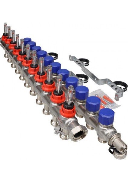 Fraenkische 11 Ağızlı Yerden Isıtma Debi Göstergeli Kollektör Paslanmaz Çelik 79503011