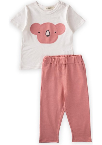Koala Aplikeli Pijama Takım Ekru