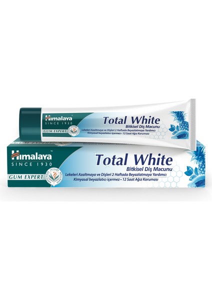Total White Bitkisel Diş Macunu, Florürsüz, Parabensiz, Bitkisel Enzim, 100 ml/125 gr