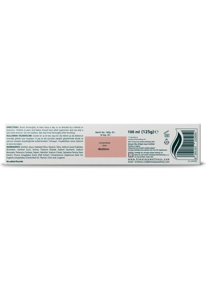 Total White Bitkisel Diş Macunu, Florürsüz, Parabensiz, Bitkisel Enzim, 100 ml/125 gr