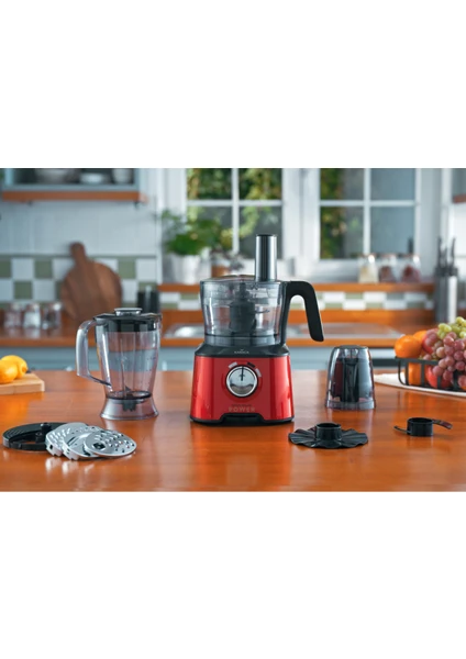 Mastermaid Power Multifunctional 10 in 1 Red Mutfak Robotu, Blender Seti 2000w