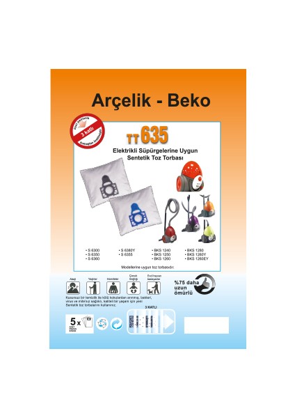 - ARÇELİK - ELEKTRİKLİ SÜPÜRGE UYUMLU SENTETİK TOZ TORBASI - 20 ADET - MAVİ PLASTİK - ( UYUMLU MODELLER AÇIKLAMADA ) fiyatları